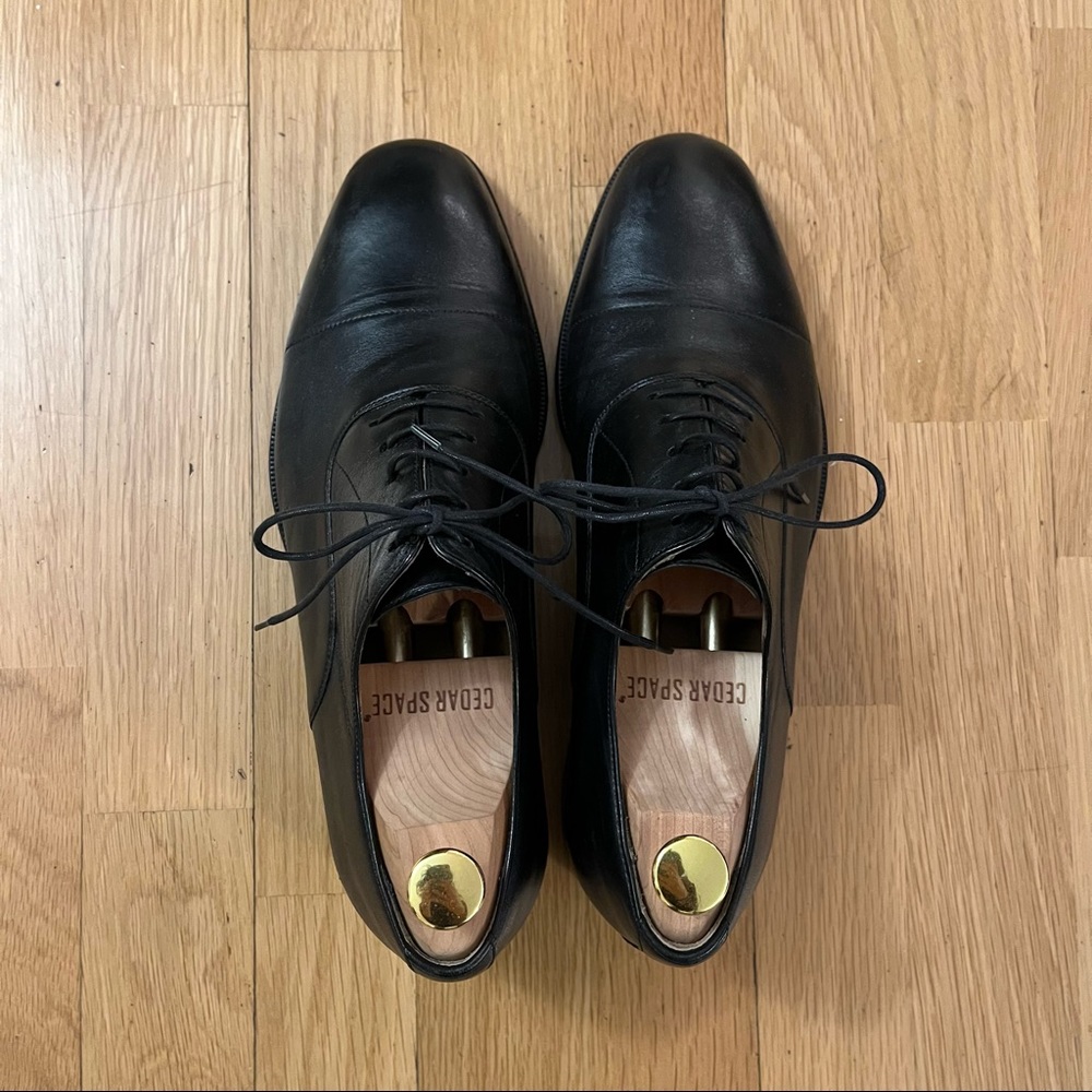 MAGNANNI Black Cap Toe Leather Oxfords Men’s US 9 EU 42 Dress Shoes